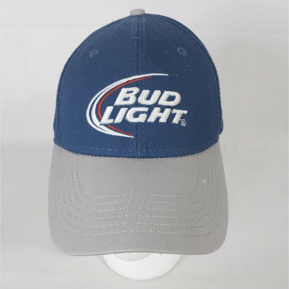 Bud Light Snapback Baseball Hat Cap Blue And Gray Embroidered Adjustable